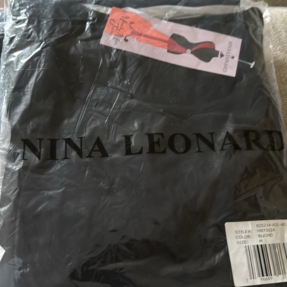 Nina Leonard Black Denim Blue Mixed Media T Shirt Ruffle Dress Medium - Picture 2 of 2